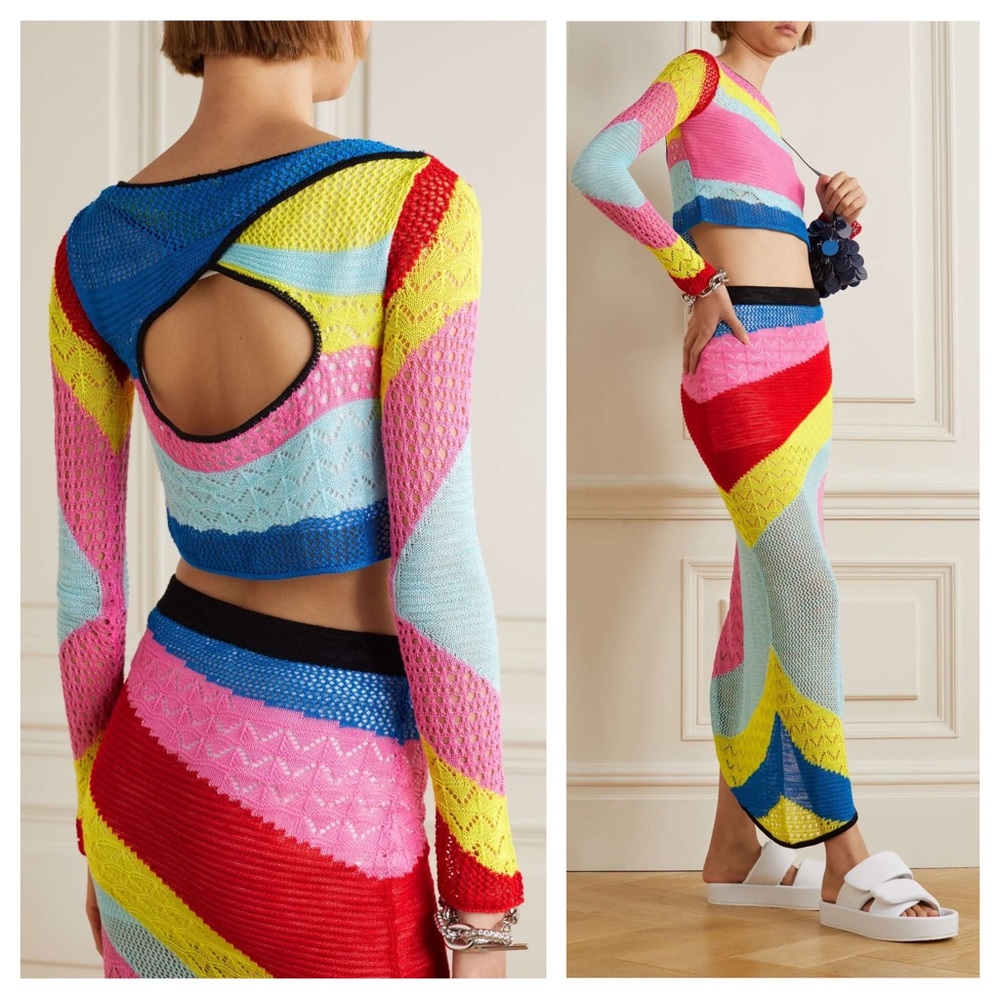 NWT Staud Rainbow Stripe Colorblock Sweater - Picture 2 of 9